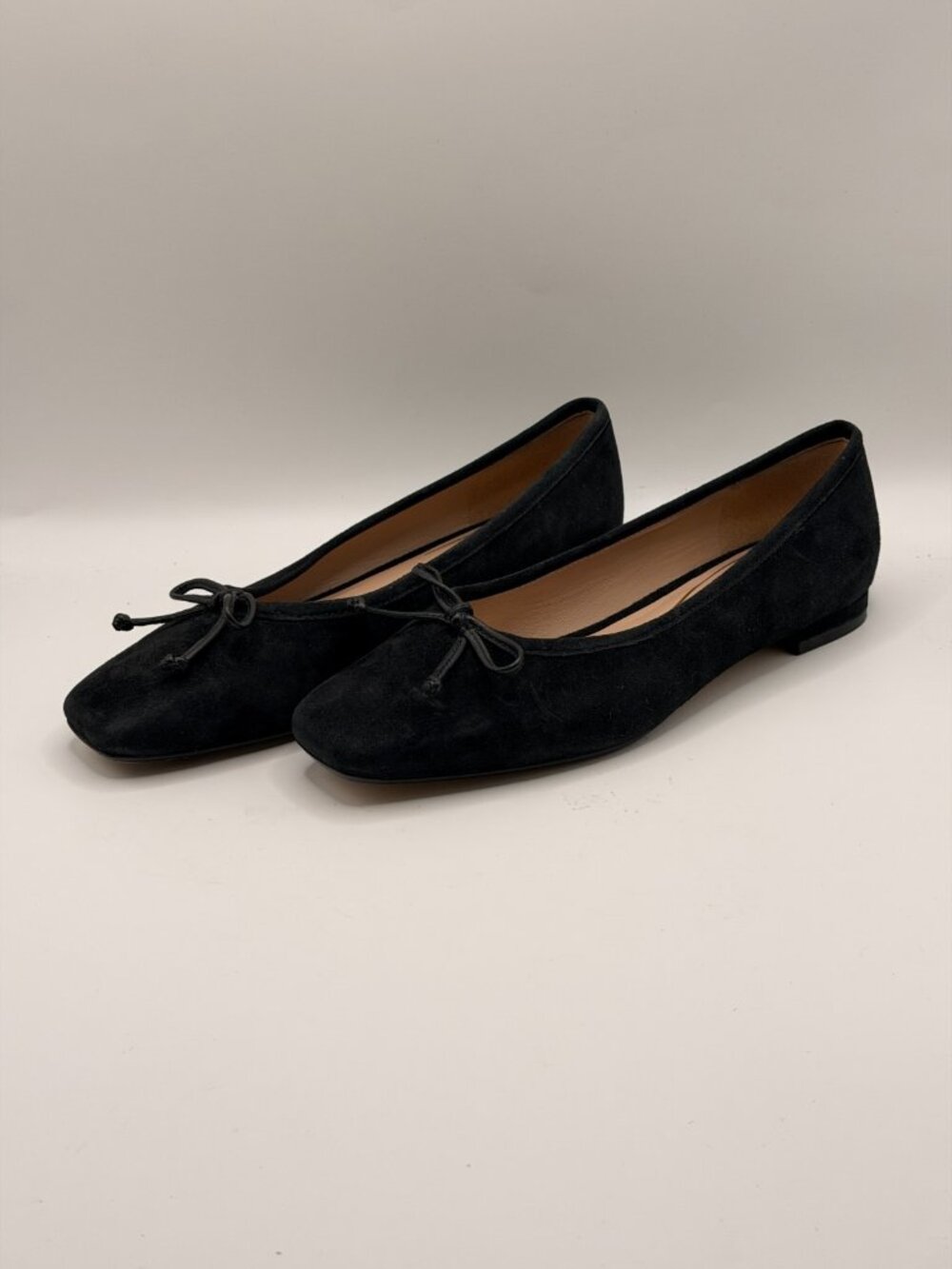 Cole Haan Black Suede Ballet Flats with Bow